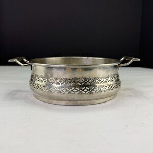 Vintage Silverplate Filigree Serving Dish Ring With Handles
